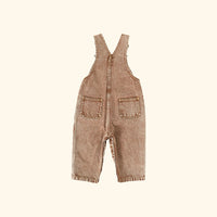 Austin Vintage Washed Denim Overalls Brown