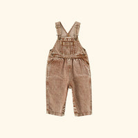 Austin Vintage Washed Denim Overalls Brown