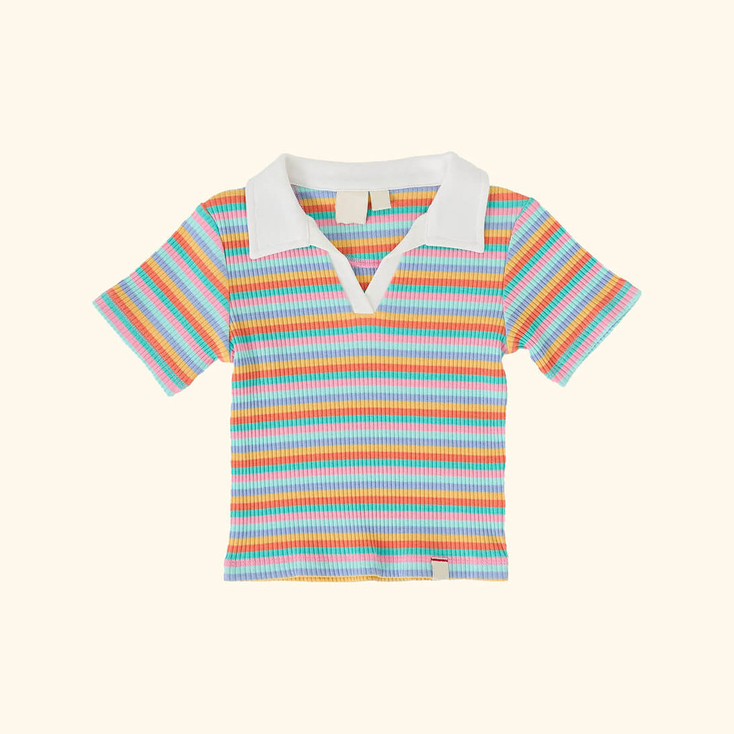 Candy Stripe Pia Collared T-Shirt