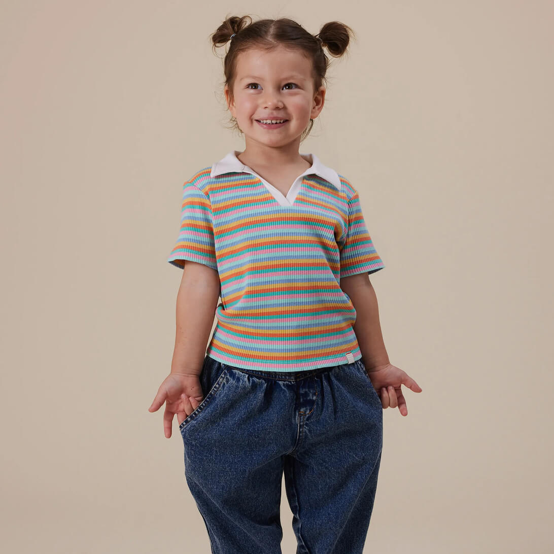 Candy Stripe Pia Collared T-Shirt