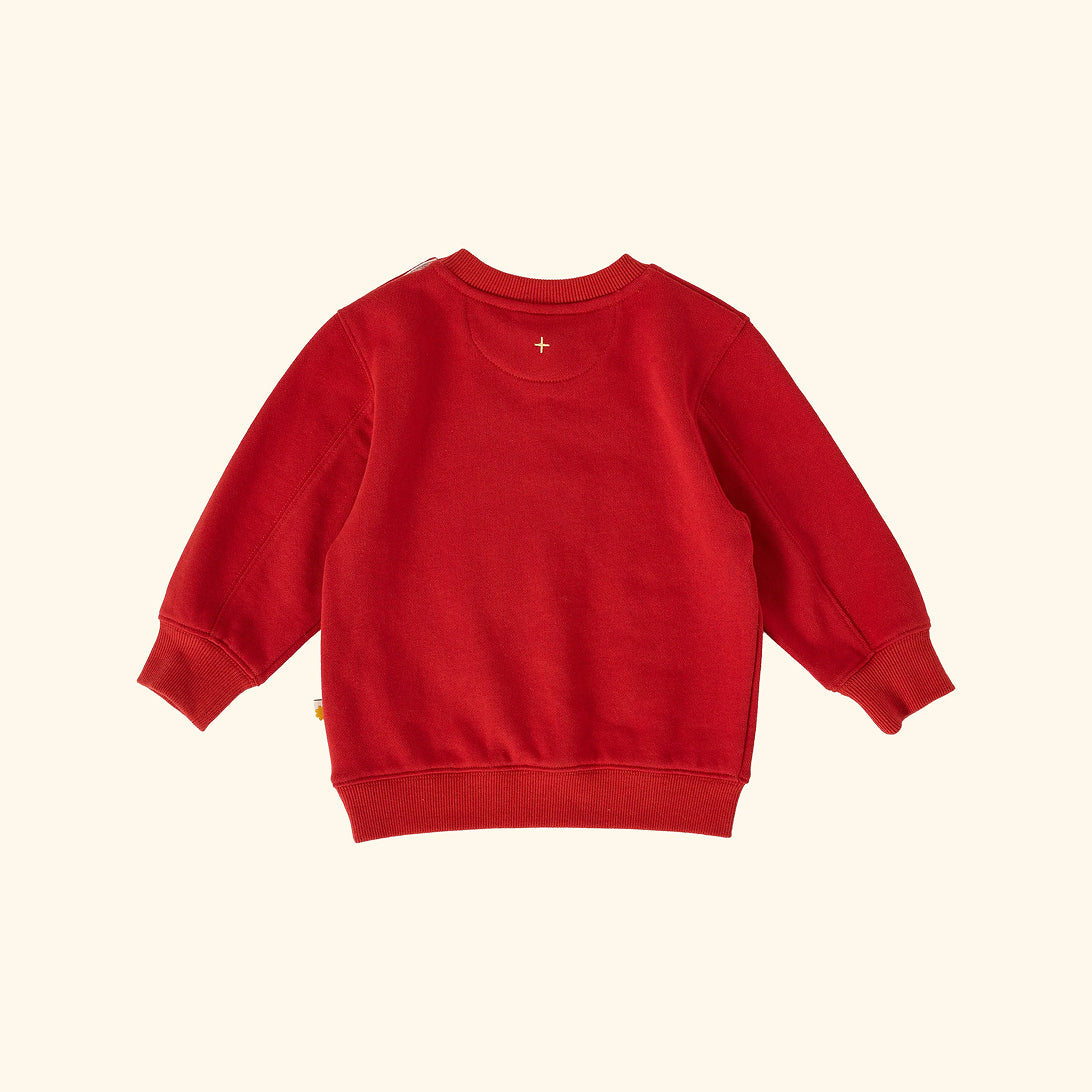 Goldie Crew Embroidered Sweater Red