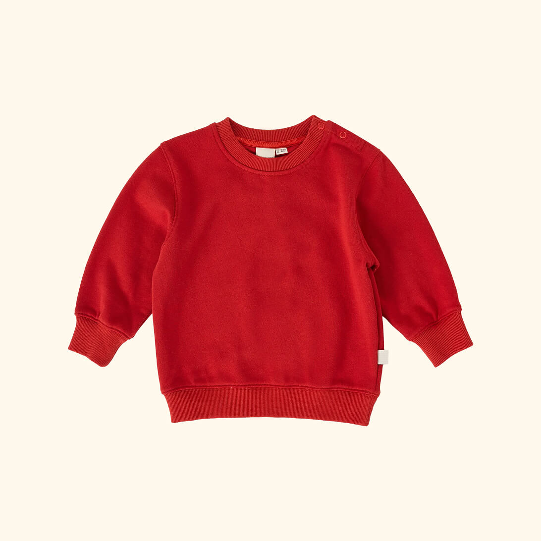 Goldie Crew Embroidered Sweater Red
