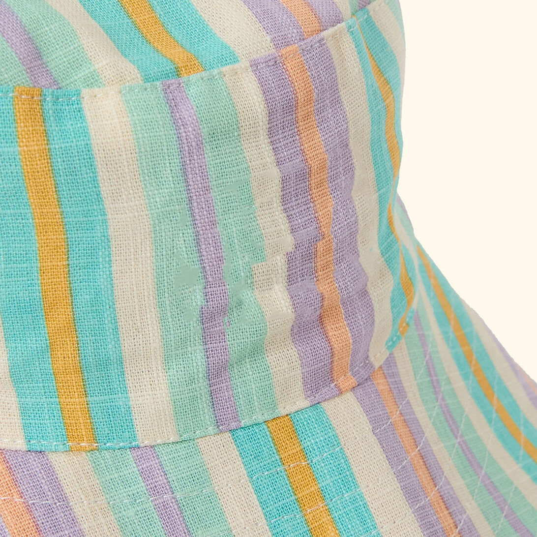 Resort Stripe Linen Bucket Hat